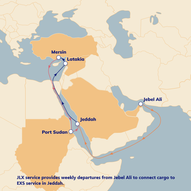 Caerus Shipping FZCO offers dedicated weekly service from Jebel Ali to Latakia